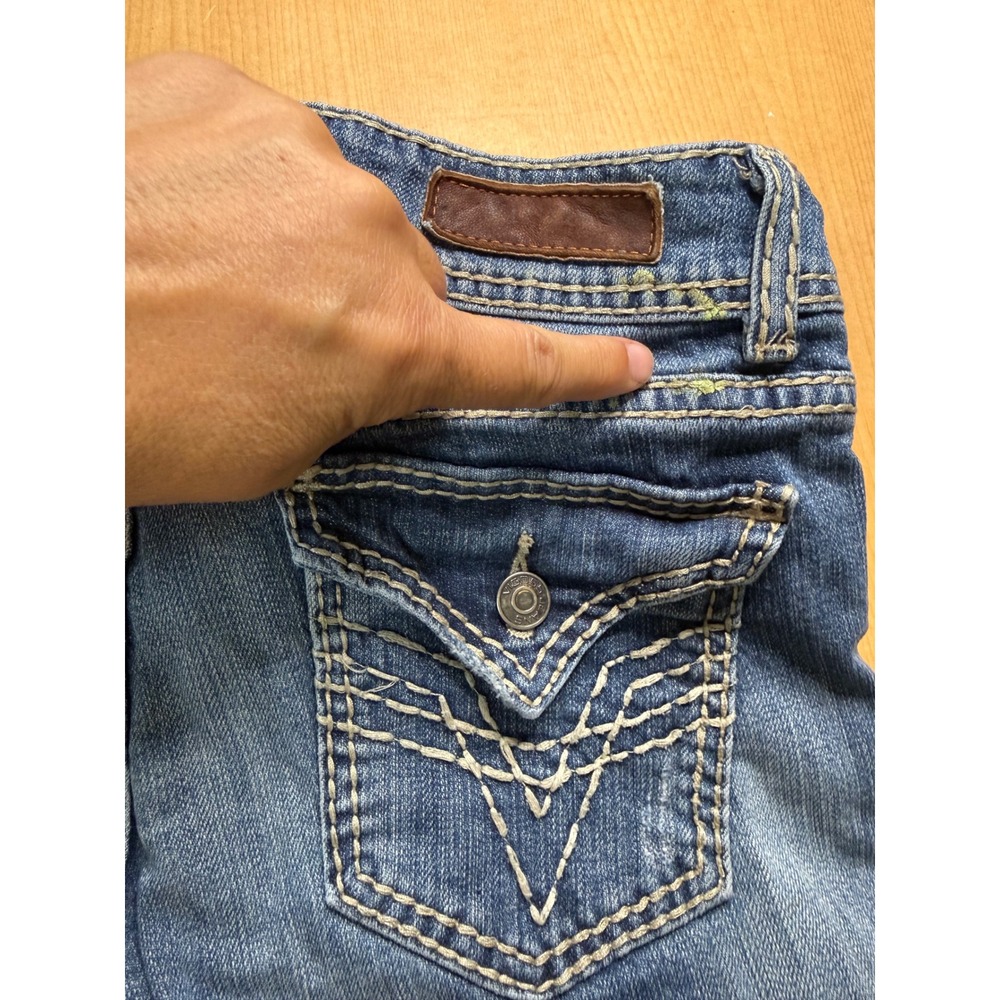 Vigoss Bootcut Jeans Womens 5 28 Blue Distressed Contrast Stitch Low Rise Denim - Picture 8 of 8